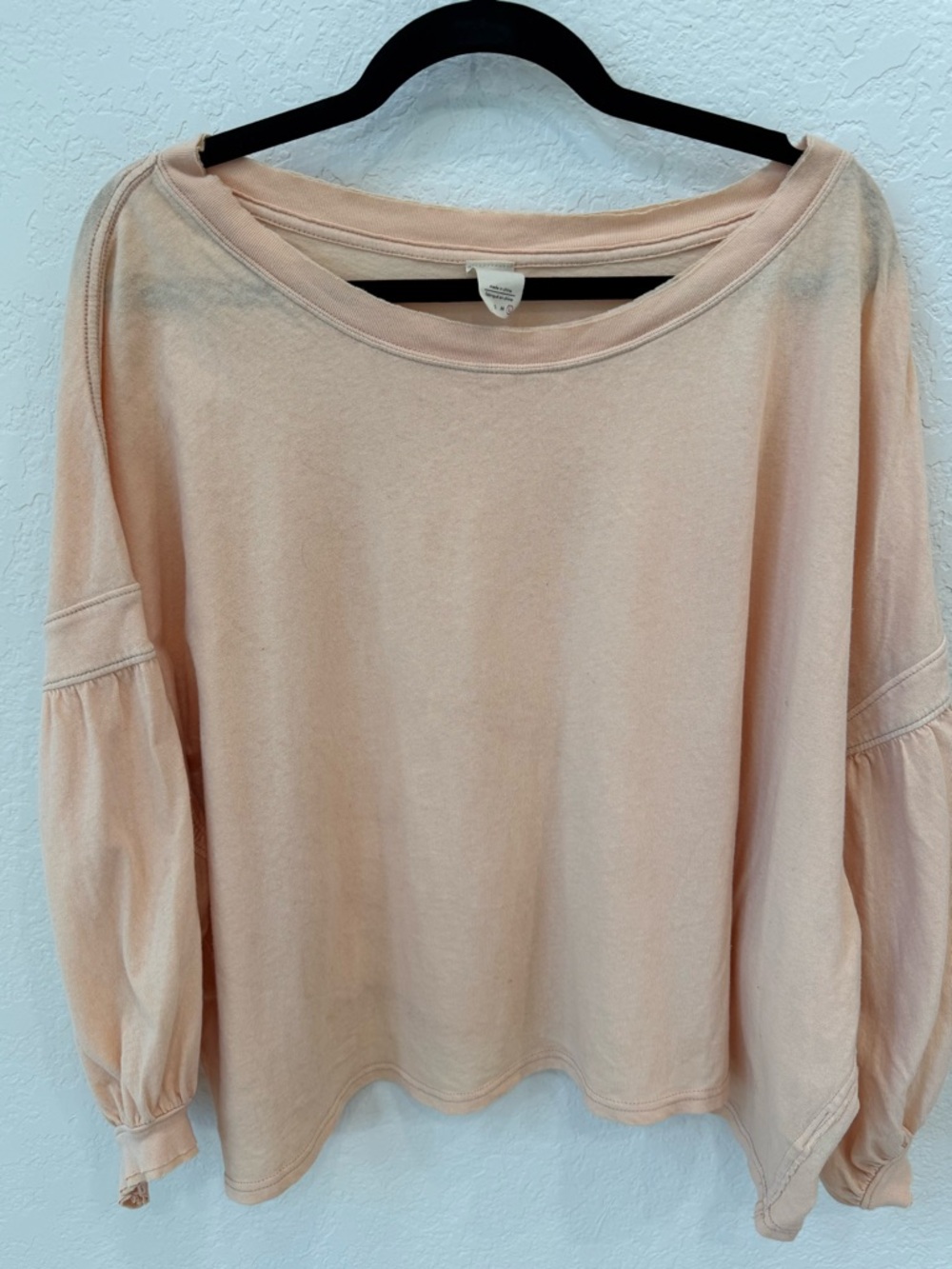Free People Blush Peach Balloon-Sleeve Sweatshirt